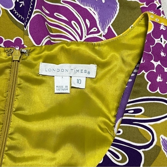 London Times Floral Faux Wrap Sleeveless Dress - Picture 3 of 9